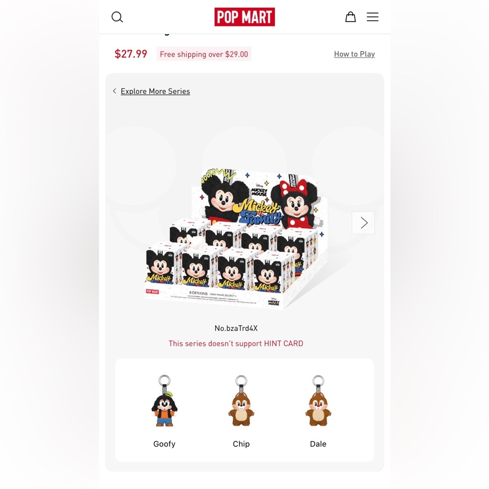 Pop Mart Disney Mickey & Friends Blind Box Keychain - CHIP ONLY